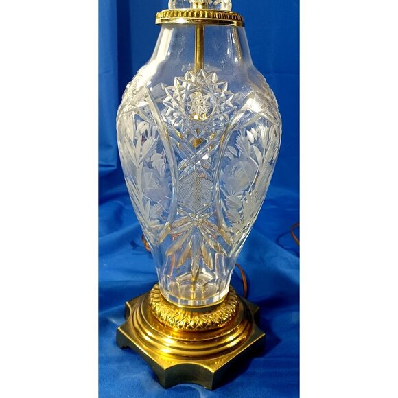 Vintage  Hollywood Regency Bohemian Crystal Brass  Buffet Table Lamp MUST BUY 2! - Picture 5 of 13